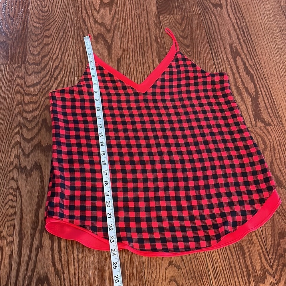 REVERSABLE women’s spaghetti strap overlay tank top checkered red blk / red XS - Picture 7 of 7